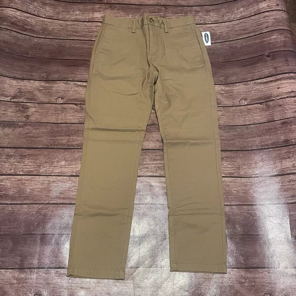 Men’s Old Navy Ultimate Skinny Built In Flex Chino Pants 26 X 28 Dark Khaki NEW